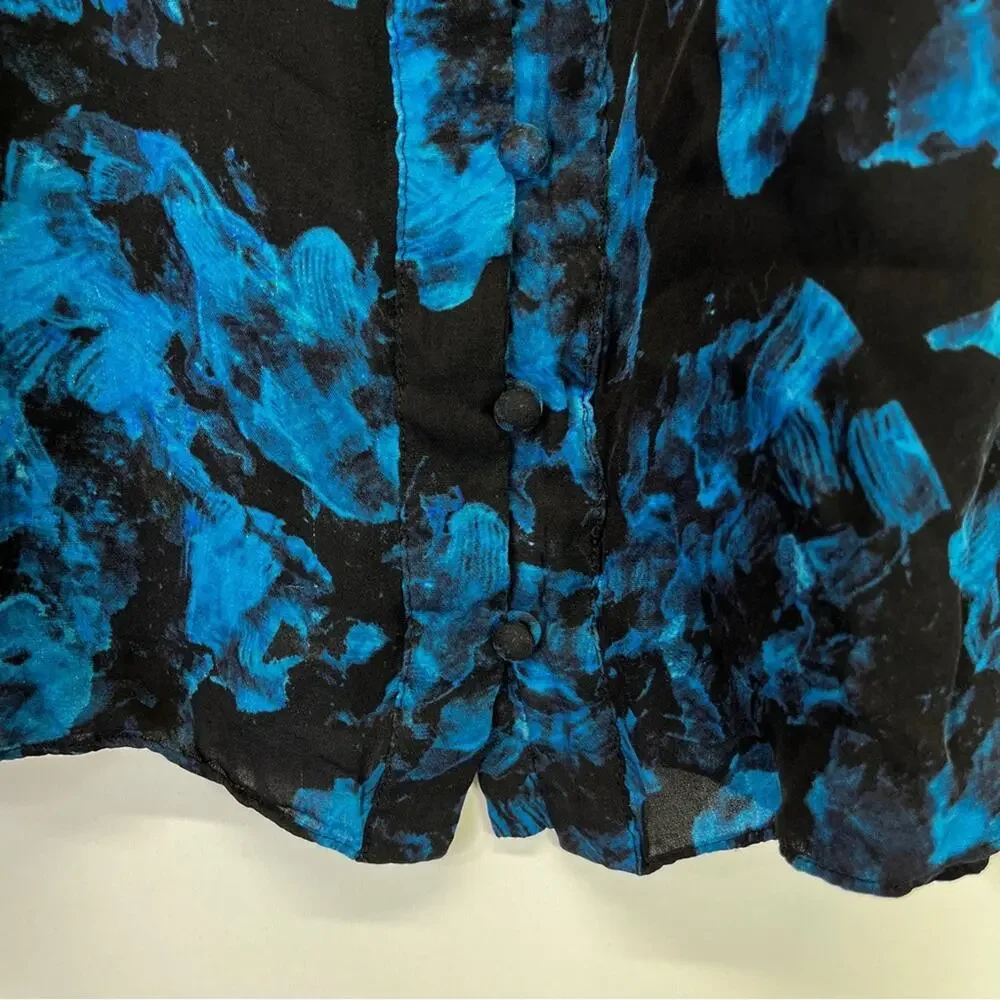 Parker Rio Silk Blend blouse blue black - S